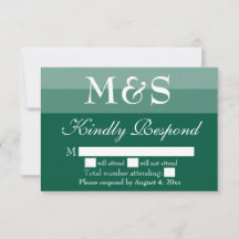 エメラルドグリーンのシンプルな結婚式RSVPカード