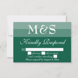 エメラルドグリーンのシンプルな結婚式RSVPカード サンキューカード