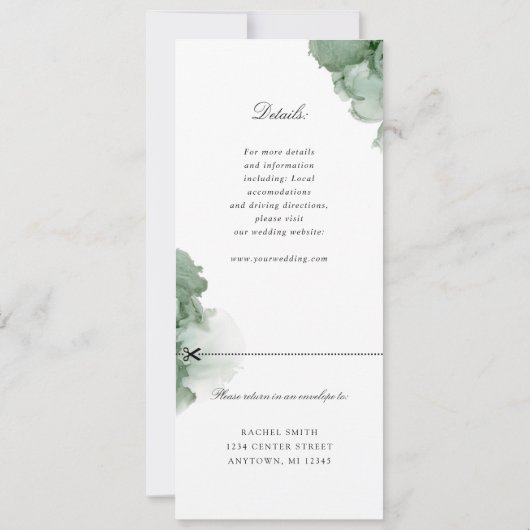 エメラルドグリーンのジオード結婚式招待状（RSVP付き) 招待状 (裏面)