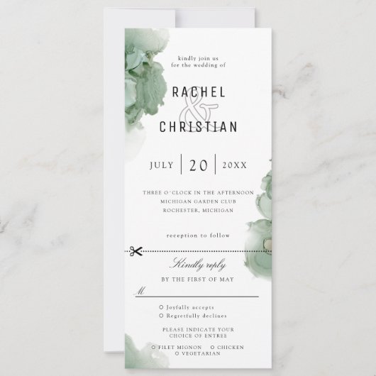 エメラルドグリーンのジオード結婚式招待状（RSVP付き) 招待状 (正面)