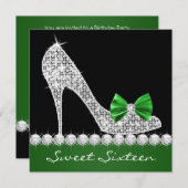 エメラルドグリーンのスイート16バースデーパーティー 招待状 (正面/裏面)