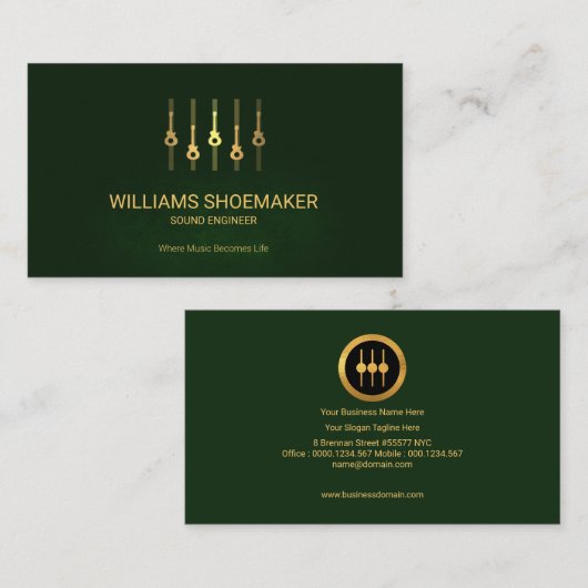 エメラルドグリーンのスタイリッシュな金ゴールドの平衡装置のパネル 名刺 (正面/裏面)