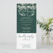 エメラルドグリーンのストリングライトが一つになった結婚式の招待状 招待状 (スタンド正面)