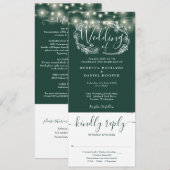 エメラルドグリーンのストリングライトが一つになった結婚式の招待状 招待状 (正面/裏面)