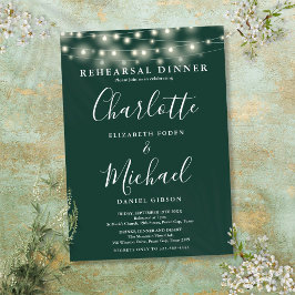 エメラルドグリーンのストリングライト付きリハーサルディナー招待状 招待状