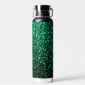 エメラルドグリーンのスパンコールモノグラム ウォーターボトル (背面)