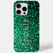 エメラルドグリーンのスパンコール輝くお好きなテキスト Case-Mate iPhoneケース (裏面)