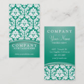 エメラルドグリーンのダマスク織 名刺 (正面/裏面)