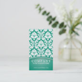 エメラルドグリーンのダマスク織 名刺 (スタンド正面)