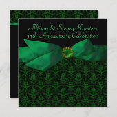 エメラルドグリーンのダマスク 20周年/55周年パーティー 招待状 (正面/裏面)