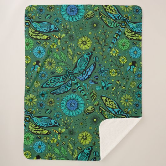 エメラルドグリーンのトンボを飛ぶ シェルパブランケット (正面)