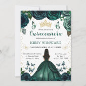 エメラルドグリーンのドレスを着た黒い肌のプリンセスのキンチアニエラ 招待状 (正面)