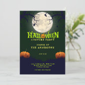 エメラルドグリーンのハロウィンコスチュームパーティー 招待状 (スタンド正面)