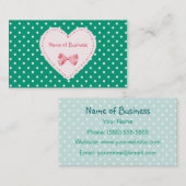 エメラルドグリーンのハートの商号 名刺 (正面/裏面)