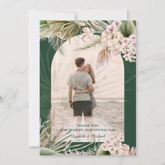 エメラルドグリーンのパンパスグラス 写真 ありがとう サンキューカード (正面)