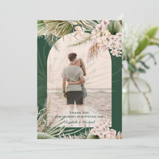 エメラルドグリーンのパンパスグラス 写真 ありがとう サンキューカード (スタンド正面)