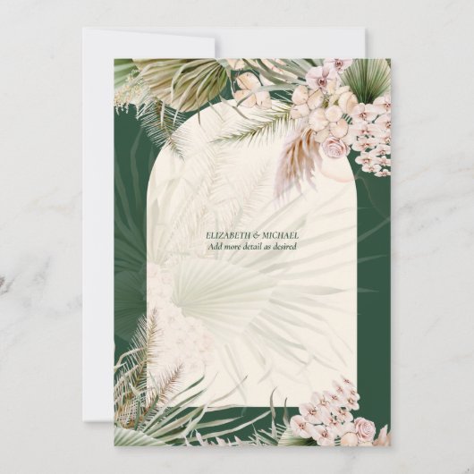 エメラルドグリーンのパンパスグラス 写真 ありがとう サンキューカード (裏面)