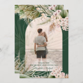 エメラルドグリーンのパンパスグラス 写真 ありがとう サンキューカード (正面/裏面)