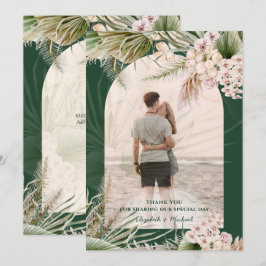 エメラルドグリーンのパンパスグラス　写真　ありがとう サンキューカード