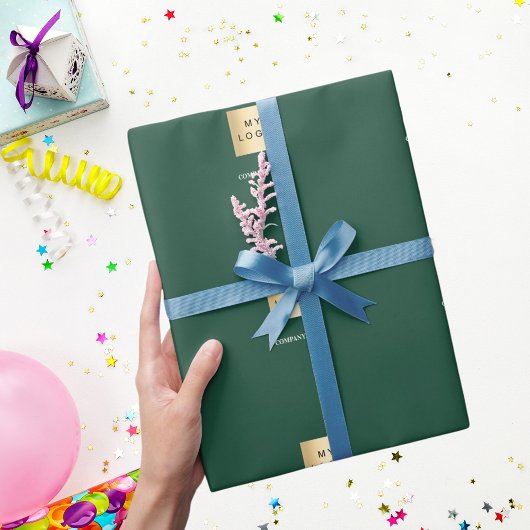 エメラルドグリーンのビジネス企業ロゴ ラッピングペーパー