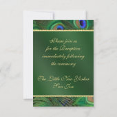 エメラルドグリーンのピーコックの受付カード 招待状 (裏面)