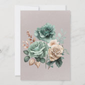 エメラルドグリーンのピーコックウェディングカプルシャワー 招待状 (裏面)