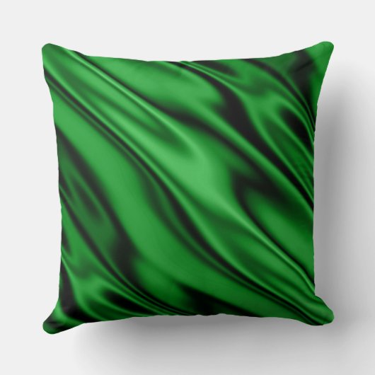 エメラルドグリーンのフェイクなサテンの対角線はおおいます クッション (裏面)