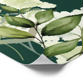 エメラルドグリーンのフラワーウェルカムサイン ポスター (角)