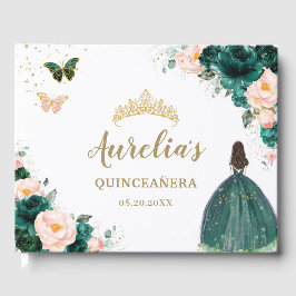 エメラルドグリーンのブッシュフラワープリンセスのクィンセañera ゲストブック