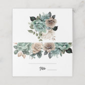 エメラルドグリーンのベージュのピーコックの花のブライダルシャワー プレイスカード (外部開封)