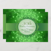 エメラルドグリーンのボケ 30周年パーティー 招待状 (正面/裏面)