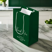 エメラルドグリーンのミニマルなデザインのウェディングシャワーのお礼 ミディアムペーパーバッグ