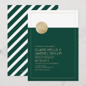 エメラルドグリーンのミニマルモダンウェディング招待状 招待状 (正面/裏面)