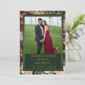 エメラルドグリーンのモダンな写真 ウェディング Save the Date セーブザデート (スタンド正面)