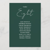 エメラルドグリーンのモダンな席次表テーブルナンバー 招待状 (裏面)