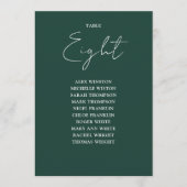 エメラルドグリーンのモダンな席次表テーブルナンバー 招待状 (正面)