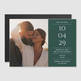 エメラルドグリーンのモダンな結婚式の写真を使ったSave The Date マグネット招待状