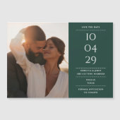 エメラルドグリーンのモダンな結婚式の写真を使ったSave The Date マグネット招待状 (正面)