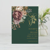 エメラルドグリーンのモダンな結婚式のSave the Date セーブザデート (スタンド正面)