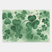 エメラルドグリーンのラッキーシャムロック ヴィンテージ水彩  ラッピングペーパーシート (正面)
