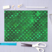 エメラルドグリーンのラメ入りハート柄 薄葉紙 (クラフト)