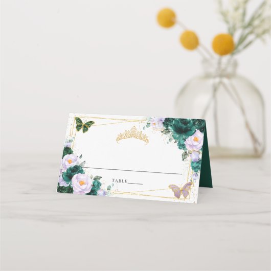 エメラルドグリーンのリラックマパープルの花のキニエニエラ 16歳 プレイスカード (正面)