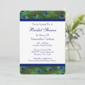 エメラルドグリーンのロイヤルブルーピーコックのブライズシャワー 招待状 (スタンド正面)