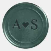 エメラルドグリーンのワックスステッカー（イニシャル入り） ラウンドシール (正面)