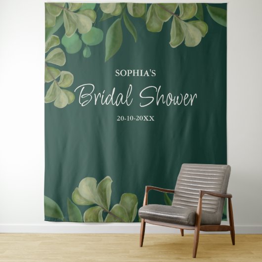 エメラルドグリーンの優雅なルースドスタイルの緑豊かな葉が茂っている タペストリー (インサイチュ)