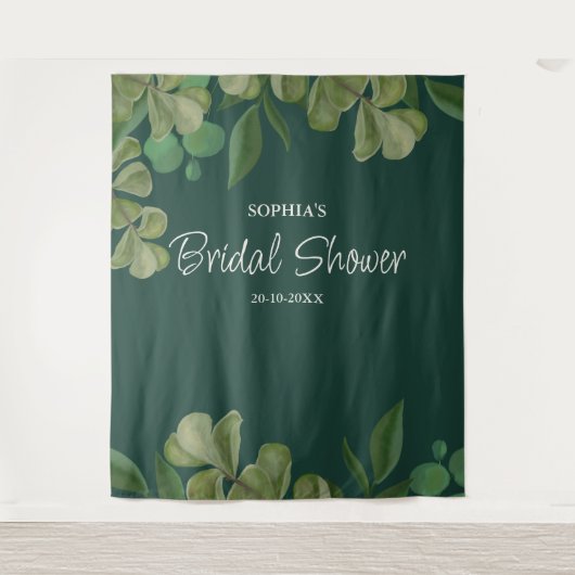 エメラルドグリーンの優雅なルースドスタイルの緑豊かな葉が茂っている タペストリー (正面)