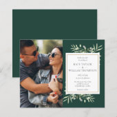 エメラルドグリーンの写真を使った予算に優しい結婚式の招待状 (正面/裏面)
