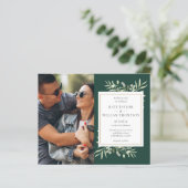 エメラルドグリーンの写真を使った予算に優しい結婚式の招待状 (スタンド正面)