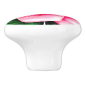 エメラルドグリーンの大きなピンク葉の牡丹 セラミックノブ (側面)