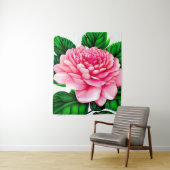 エメラルドグリーンの大きなピンク葉の牡丹 タペストリー (インサイチュ)